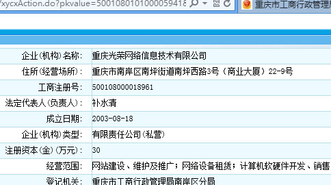 光荣网络工商登记信息